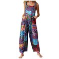 thumbnail image 1 of Héliisoer Mode Femmes Patchwork Style Ethnique Vintage Imprimé Boutons Bretelles Combinaison, 1 of 6