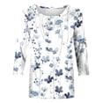thumbnail image 4 of Pompotops T-shirt Ample Imprimé pour Femme Blouse à Manches 3/4 Col Rond Hauts Décontractés Liquidation, 4 of 5