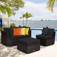 thumbnail image 1 of Costway 4PCS Patio Rattan Furniture Set Sofa Ottoman Cushion Garden Deck Black, 1 of 10