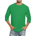 thumbnail image 1 of Hiiyo T-Shirt pour Homme Grande Taille Confortable Uni à Manches 3/4, Vert, 1 of 6