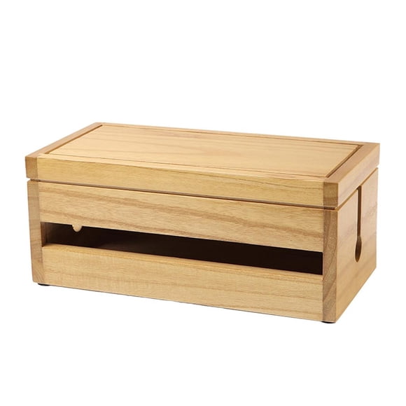 veasfak 1 Pce Boîte de Gestion des Câbles Organisateur de Cordons pour Bureau Cuisine Couleur Bois
