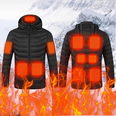 Meichang Manteau Chauffant pour Femmes et Hommes 2023 Amélioré Grande Taille Chandail à Capuchon Chauffant Électrique Contrôle Intelligent Doudounes Chauffantes Manteau d'Hiver Coupe-Vent Sans Banque d'Alimentation