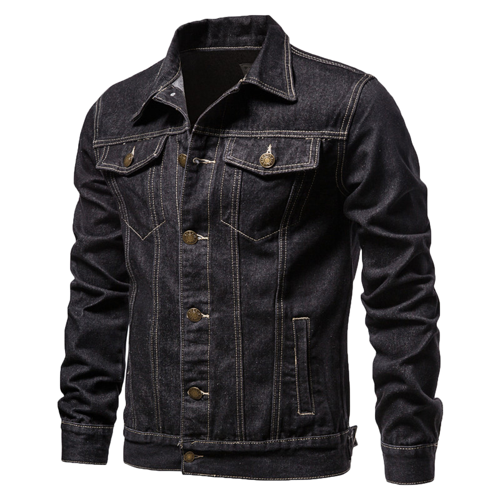 Veste en Denim Homme Mode Décontractée Veste en Denim Extérieur Veste à Simple Boutonnage Veste de Travail
