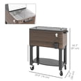 thumbnail image 3 of Outsunny Patio Cooler Cart, 60qt Outdoor Cooler with Locking Wheels, Brown, 3 of 10