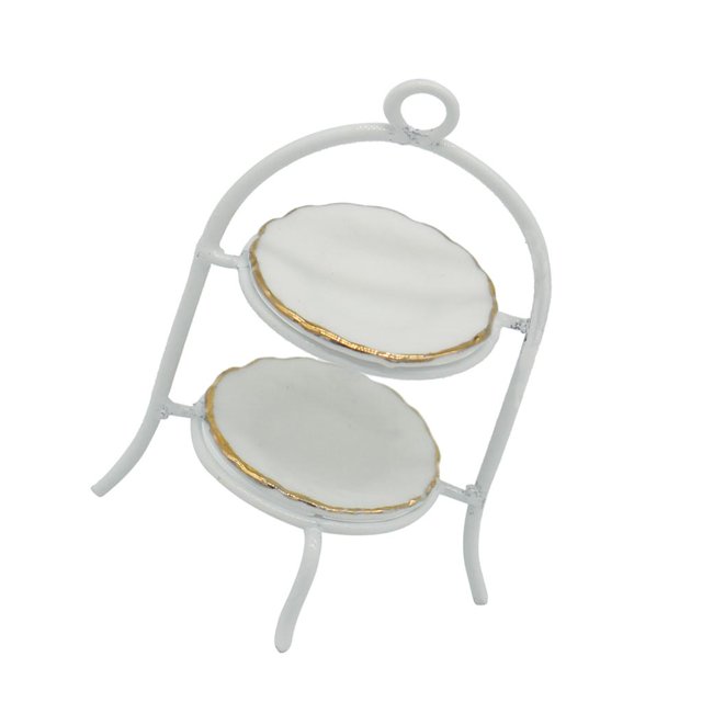 Milaget 1/12 Dollhouse Miniature Furniture Cake Stand with Dish chen Table Accessory