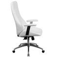 thumbnail image 2 of High Back White Leather Smooth Upholstered Executive Swivel Office Chair with Arms, 2 of 6