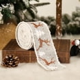 thumbnail image 1 of Christmas Holiday Burlap Ribbon Glitter Burlap printing elk webbing Ribbon with Wired Edge for Craft Projects  DIY  Decoration  Gift Wrap, 1 of 5