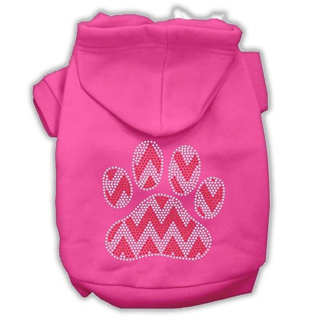 Chandail à Capuchon pour Chien en Forme de Patte de Chevron avec Strass Rose Vif TTTG(20)