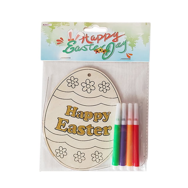 Easter DIY Wooden Drawing Board Kids Painting Coloring Craft Decoration Easter Rabbit