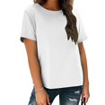 thumbnail image 4 of Baberdicy T-Shirts à Manches Courtes Décontractés Unis Amples à Col Ras du Cou pour Femmes Blanc TG, 4 of 6