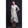 thumbnail image 4 of Bimba Coton Blanc Fleur & Oiseau Bulbe Femmes Poche Asymétrique Robe Droite Été Fête Mi-Longue-Grand, 4 of 4