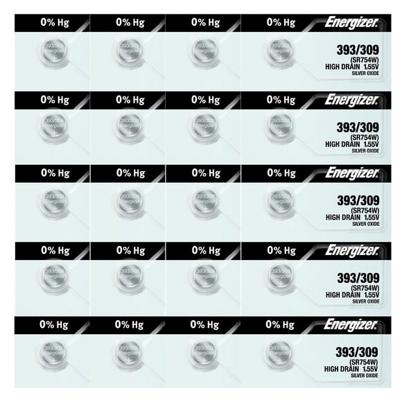 Energizer 393/309 SR754W Silver Oxide Watch Battery (20 Pack)
