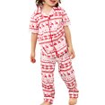thumbnail image 2 of Matching Family Christmas Pajamas Set Deer Snowflake Print Lapel Neck Button-Front Pajamas Matching Couples,Kids,Adults, 2 of 6