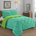 thumbnail image 1 of All-Season Comforter Set - Reversible 3-Piece Bedding with Super Soft Down Alternative Fill - Twin/Twin XL Size, Perfect for Year-Round Use, Aqua/Lime, 1 of 5