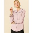 thumbnail image 2 of INSPIRE CHIC Women's Sweet Ruffle Peter Pan Collar Button Up Work Shirts, 2 of 6
