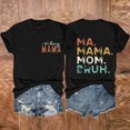thumbnail image 1 of Meichang Hauts d'Été Décontractés pour Femmes T-Shirts Graphiques à Lettres Recto-Verso Garçon Mama Ma Mama Mom Bruh Chandails Tees Manches Courtes Col Rond Hauts Noir P, 1 of 3