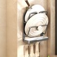 thumbnail image 2 of Grey S Iron Pot Lid Rack No Hole Wall Mounted Kitchen Shelf Cutting Board Holder Chopping Board Bracket Organizer Grey Color Small Size 7.87X3.54X9.06 Inches, 2 of 6
