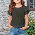 thumbnail image 2 of Yanlir 2025 Chemises d'Été pour Enfants Manches Raglan T-Shirt Graphique à Manches Courtes Haut à Col Rond T-Shirt pour Filles Tee Ample Décontracté Hauts (Noir#1, 7 Ans), 2 of 7