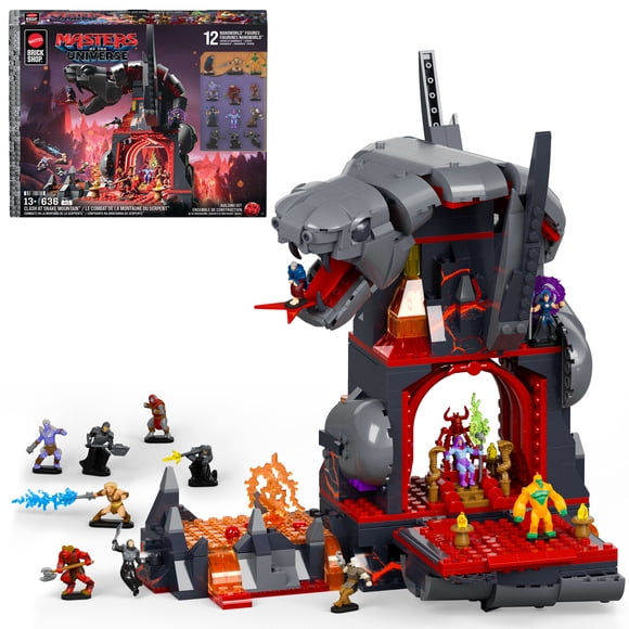 Coffret de construction Le Combat de la Montagne du Serpent Masters of the Universe Mattel Brick Shop (636 pièces), pour collectionneurs