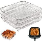 EcoNesxp Rack de déshydratant en acier inoxydable multicouche empilable pour un ensemble de pièces Vortex instantané 8-inch Carré Air Sac à fryers 3-piece Sac à griller