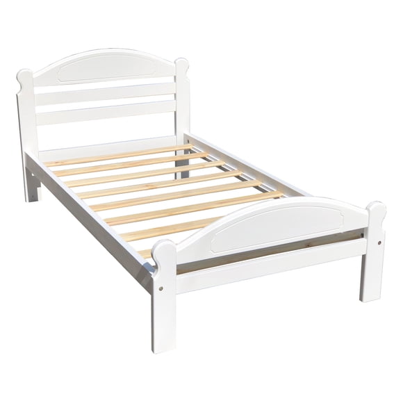 Lit Simple TG Finition Blanche Arizona Cadre de Lit Simple en Bois