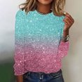 thumbnail image 3 of Womens Regular Casual Printed Pullover Round Neck Long Sleeved Blouses Top, 3 of 4