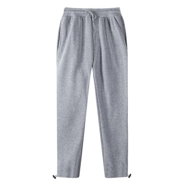 RKSTN Mens Pants Loose Soft Sports Leisure Pocket Solid Color Elastic Waist Drawstring Straight Leg Retractable Hem Design Long Pants Outdoor Hiking Workout Pants