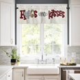 thumbnail image 5 of Valentine''s 3 PCS Kitchen Curtain Valance and Tiers Set, Rod Pocket Small Half Tier Valances Window Curtains Panel, Farmhouse Retro Leopard Print Plaid 55"x36" (Set of 2 Tiers & Valance), 5 of 5
