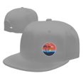 thumbnail image 4 of DouZhe Flat Brim Cap Chapeau Snapback Plage d'Été Coucher de Soleil Palmiers Imprime Réglable Gris Adulte Baseball Cap, 4 of 6