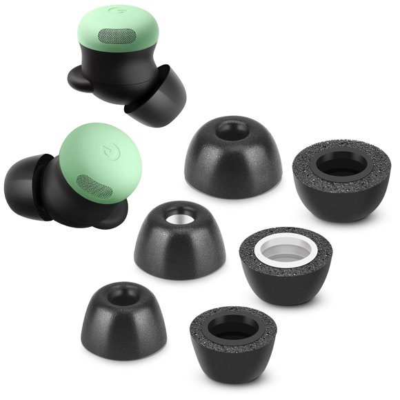 Memory Foam Tips for New Google Pixel Buds Pro 2 No Silicone Eartips Pain Anti-Slip Replacement Ear Tips Fit in The Charging Case Reducing Noise Earbuds 3 Pairs (Mixed Sizes S/M/L Black)