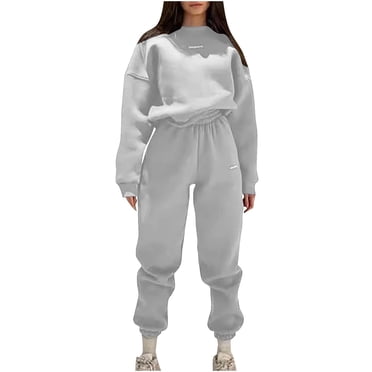 Timegard Sweatsuits for Women 2pc Outfits Oversized Crew Neck Sweatshirt Elastic Waist Cinch Bottom Sweatpants Sports Sets