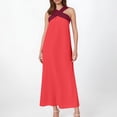 thumbnail image 4 of Robes à Encolure Croisée pour Femmes Sans Manches à Blocs de Couleur Robes Maxi Amples Décontractées de Vacances Longue Robe Rose Vif, 3TG, 4 of 7