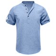 thumbnail image 4 of Kaemgyyd Men's Henley Shirts Stylish Short Sleeve Casual Button Tops Lightweight Solid Color Classic Basic Tee, 4 of 6