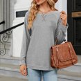 thumbnail image 4 of Timegard Hauts pour Femmes à Rayures Col Rond Manches Longues T-Shirts Basiques Automne Décontractés Amples Confortables Hauts, 4 of 5