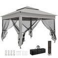 thumbnail image 1 of 11'x11' Pop Up Gazebo 2-Tier Soft Top Gazebo w/ Mesh Netting, Light Grey, 1 of 10