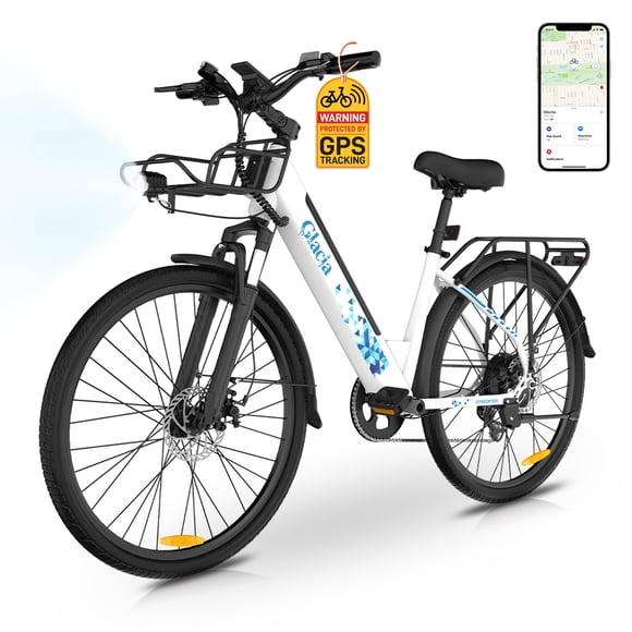 Gyrocopters Glacia Vélo Électrique Longue Portée avec Traqueur GPS / Autonomie en PAS de 93 km / Vitesse de 45 Km/h / Certifié UL 2849 / Puissance de Crête de 650 W / Freins à Disque Doubles / Vélo Électrique de Navettage pour Adultes