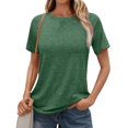 thumbnail image 3 of Timegard Womens Tops Crew Neck Short Sleeve Solid Color Shirts Casual Comfy Tunic Tops Summer Basic Tee, 3 of 7