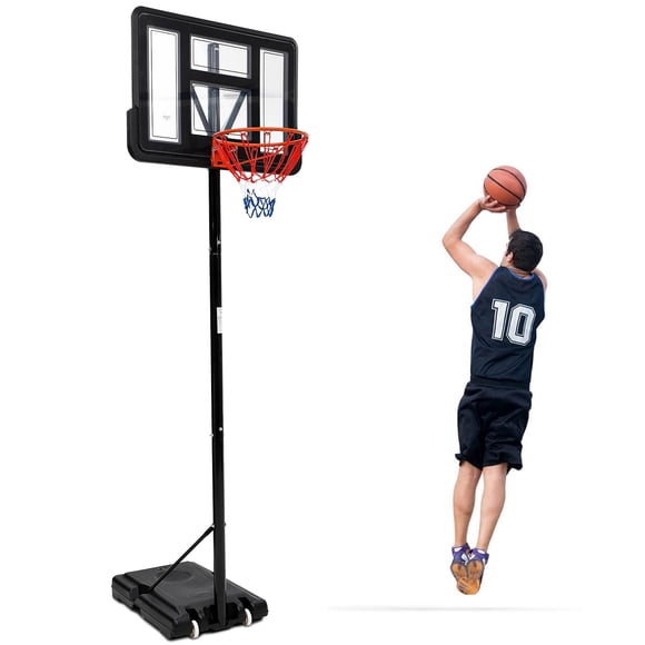 Basketball Hoop Outdoor 5.2-7ft Adjustable for Kids&Youth w/Wheels, Portable Basketball Hoop Goal System in Backyard/Driveway/Indoor, 33in Shatterproof Backboard & High Intensity Base