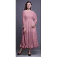 thumbnail image 2 of Bimba Floral Ladies Bishop Sleeve Round Neck Ruffle Maxi Smocked WaistDress-Medium, 2 of 5
