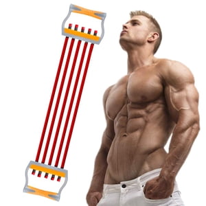 TOCO FREIDO Élargisseur de poitrine, 5 Tubes Ajustable Bras Strength Trainer, Bandes de résistance à l'exercice pour l'entraînement musculaire à domicile (25lbs)
