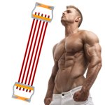 TOCO FREIDO Chest Expander, 5 Tubes Ajustable Arm Strength Trainer, Exercise Resistance Bands for Home Fitness Muscle Training (25lbs)