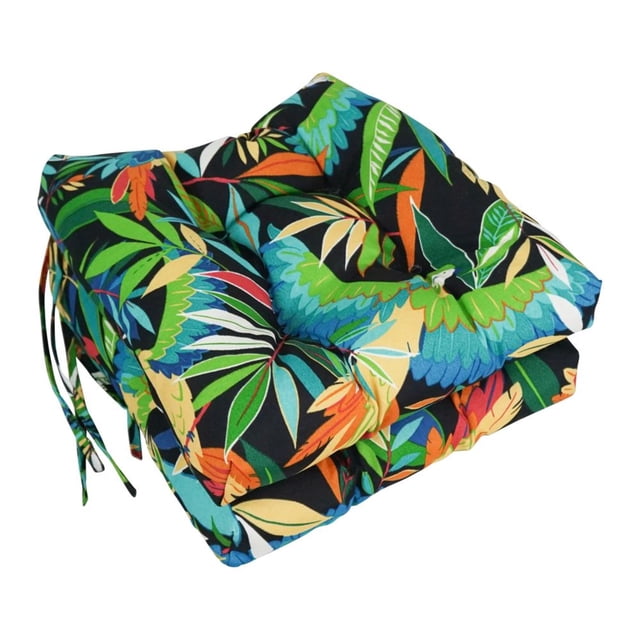 16-inch Outdoor Spun Polyester Square Tufted Chair Cushions (Set of 2)