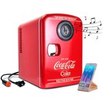 Coca-Cola 6 Pouvant être portable Mini Réfrigérateur, haut-parleur Bluetooth, 4L Refroidisseur/Guerre, Rouge