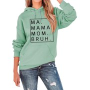 Ma Mama Mom Bruh Sweatshirt Women Mama Life Graphic Shirts Loose Long Sleeve Pullovers Tops Mama Mommy Shirt Women Pocket Sweatshirt Womens Zippe Tunic Hoodies Long Sleeve Hoodie Snap Front Hoodie