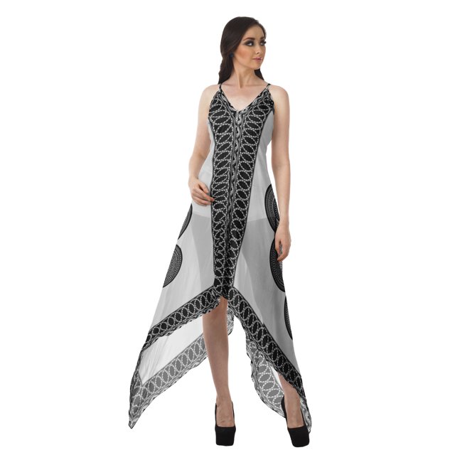 Moomaya Robes d'Été à Dos Nu pour Femmes Robe Imprimée à Ourlet en Foulard pour Femmes