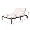 thumbnail image 2 of Gymax Adjustable Patio Rattan 2 Person Recliner Lounge Chair w/ Cushion Wheel, 2 of 10