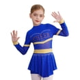 thumbnail image 2 of iiniim Enfants Filles Paillettes Uniforme de Cheerleading Tenue de Cheerleader Robe de Danse Scintillante Justaucorps Performance Tenue de Danse Royal 16, 2 of 7
