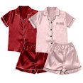 thumbnail image 1 of B91xZ Ensembles de Pyjamas pour Femmes Classique Chandail à Enfiler Long Ensemble de Pyjama en Satin Soie, RD2 L, 1 of 4