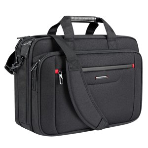 VANKEAN Porte-documents pour ordinateur portable Premium 17.3 Inch Business Sac d'épaule Ordinateur portable extensible Sac de messager hydrofuge pour les hommes/femmes Sac informatique pour les voyages/affaires/noir