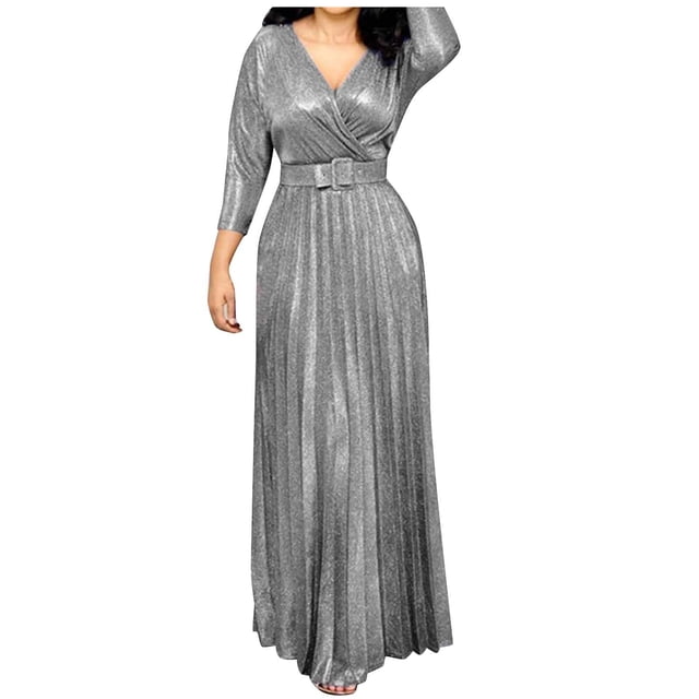 Ketyyh-chn99 Robe pour Femmes Robe de Mariée Fête Robes Dos Nu pour Femmes Robes de Soirée Robe Longue Argent,TG